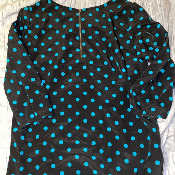 Navy Blue and Teal Polka Dot Blouse - Picture 2 of 4